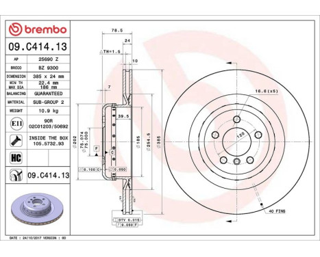 Brake Disc TWO-PIECE DISCS LINE 09.C414.13 Brembo, Image 3