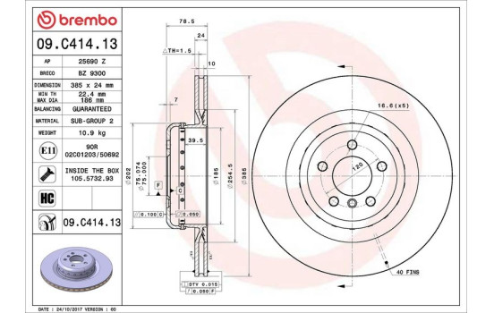 Brake Disc TWO-PIECE DISCS LINE 09.C414.13 Brembo, Image 2