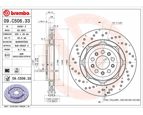 Brake Disc TWO-PIECE DISCS LINE 09.C506.33 Brembo