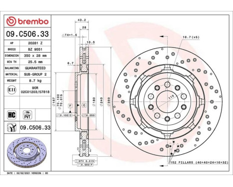 Brake Disc TWO-PIECE DISCS LINE 09.C506.33 Brembo, Image 2