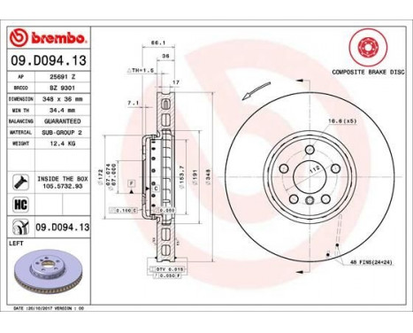 Brake Disc TWO-PIECE DISCS LINE 09.D094.13 Brembo, Image 2