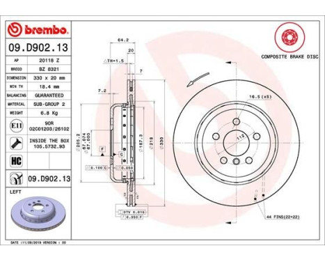 Brake Disc TWO-PIECE DISCS LINE 09.D902.13 Brembo