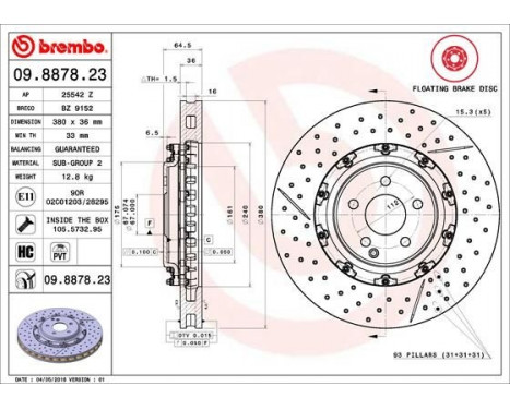 Brake Disc TWO-PIECE FLOATING DISCS LINE 09.8878.23 Brembo, Image 2