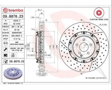 Brake Disc TWO-PIECE FLOATING DISCS LINE 09.8878.23 Brembo, Image 3