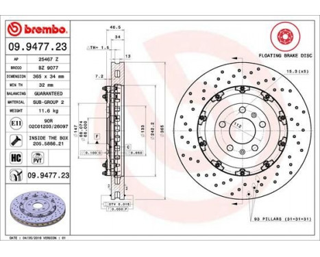 Brake Disc TWO-PIECE FLOATING DISCS LINE 09.9477.23 Brembo, Image 3