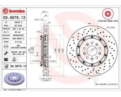 Brake Disc TWO-PIECE FLOATING DISCS LINE 09.9976.13 Brembo, Image 2
