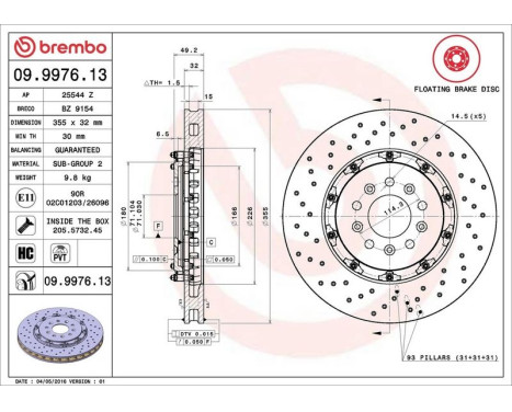 Brake Disc TWO-PIECE FLOATING DISCS LINE 09.9976.13 Brembo, Image 3