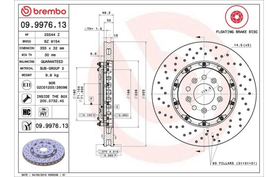 Brake Disc TWO-PIECE FLOATING DISCS LINE 09.9976.13 Brembo, Image 2