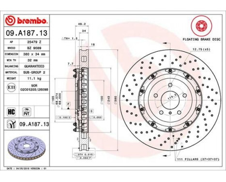 Brake Disc TWO-PIECE FLOATING DISCS LINE 09.A187.13 Brembo, Image 2
