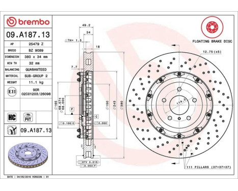 Brake Disc TWO-PIECE FLOATING DISCS LINE 09.A187.13 Brembo, Image 3