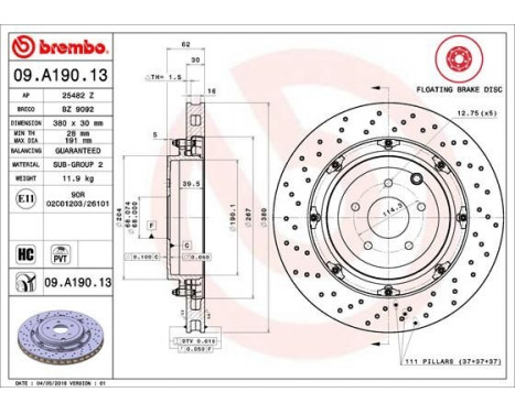 Brake Disc TWO-PIECE FLOATING DISCS LINE 09.A190.13 Brembo, Image 2