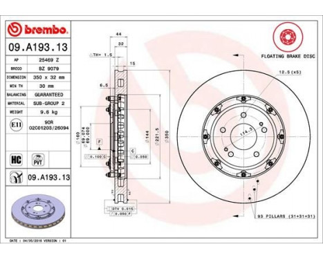 Brake Disc TWO-PIECE FLOATING DISCS LINE 09.A193.13 Brembo, Image 2