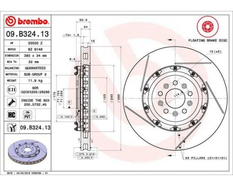Brake Disc TWO-PIECE FLOATING DISCS LINE 09.B324.13 Brembo, Image 2