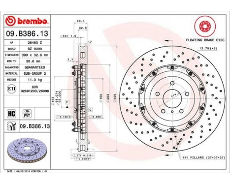 Brake Disc TWO-PIECE FLOATING DISCS LINE 09.B386.13 Brembo, Image 2