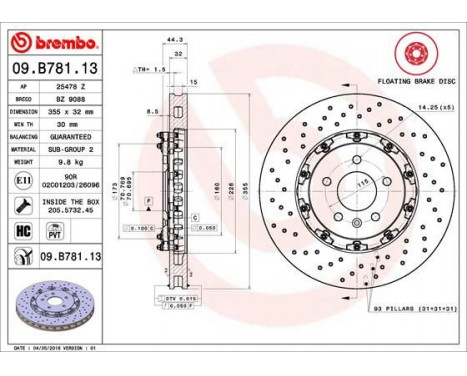 Brake Disc TWO-PIECE FLOATING DISCS LINE 09.B781.13 Brembo, Image 2