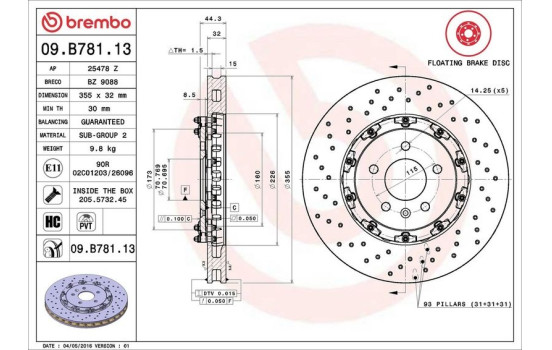Brake Disc TWO-PIECE FLOATING DISCS LINE 09.B781.13 Brembo, Image 2