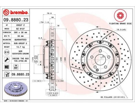 Brake Disc TWO-PIECE FLOATING DISCS LINE 09888023 Brembo, Image 2