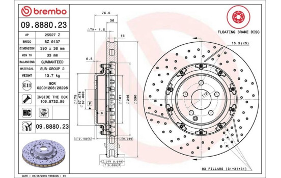 Brake Disc TWO-PIECE FLOATING DISCS LINE 09888023 Brembo, Image 2
