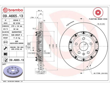 Brake Disc TWO-PIECE FLOATING DISCS LINE 09A66513 Brembo