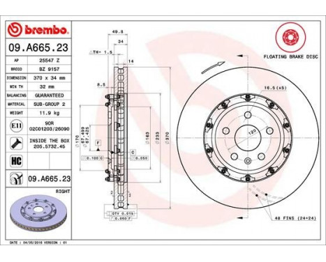 Brake Disc TWO-PIECE FLOATING DISCS LINE 09A66523 Brembo, Image 2