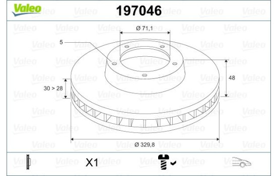 Brake disc X1 PEU 407 197046 Valeo, Image 2