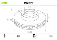 Brake disc X1 REN ESPACE IV 197079 Valeo