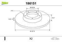 Brake disc X2 FIA FIORINO UNO PANDA 186151 Valeo