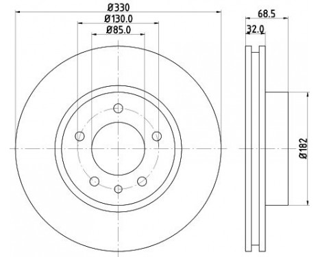 Brake discs - HC 8DD 355 128-041 Hella