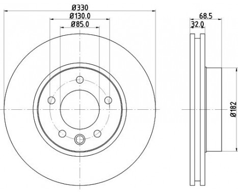 Brake discs - HC 8DD 355 128-051 Hella