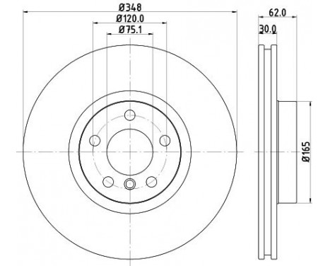 Brake discs - HC 8DD 355 129-301 Hella