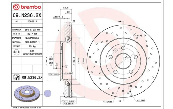 DISQUE BREMBO XTRA 09.N236.2X