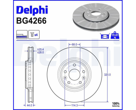 JEU DE 2 DISQUES DE FREIN BG4266 Delphi