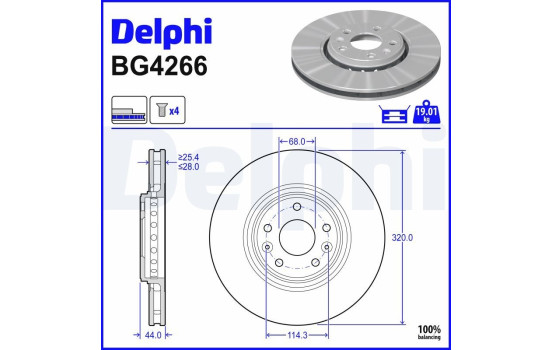 JEU DE 2 DISQUES DE FREIN BG4266 Delphi