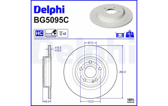 JEU DE 2 DISQUES DE FREIN BG5095C Delphi