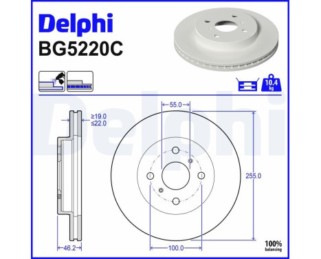 JEU DE 2 DISQUES DE FREIN PEINTS BG5220C Delphi