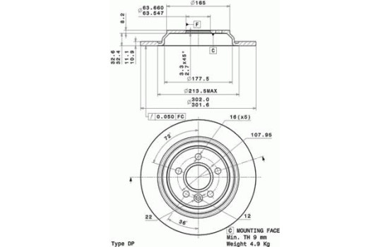 Rear brake disc 08.A537.11 Brembo, Image 2