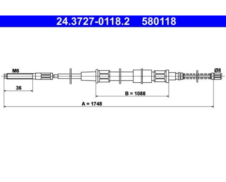 Cable, parking brake 24.3727-0118.2 ATE