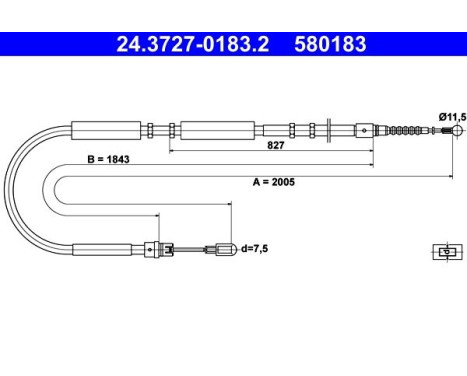 Cable, parking brake 24.3727-0183.2 ATE