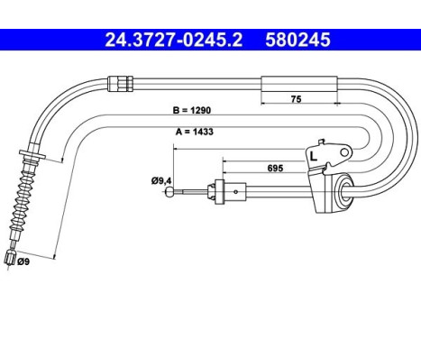 Cable, parking brake 24.3727-0245.2 ATE