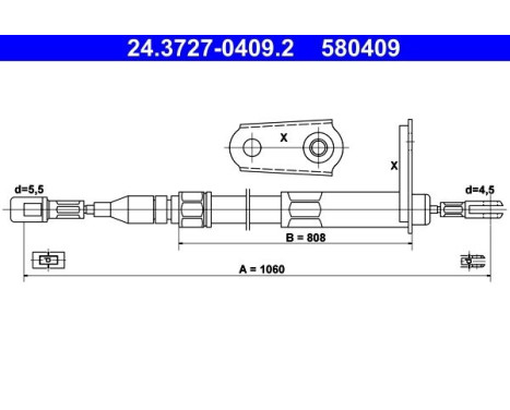 Cable, parking brake 24.3727-0409.2 ATE