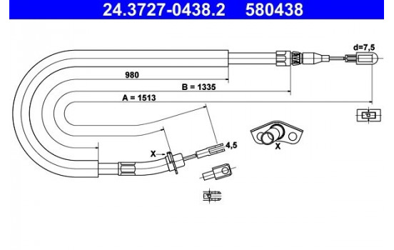 Cable, parking brake 24.3727-0438.2 ATE