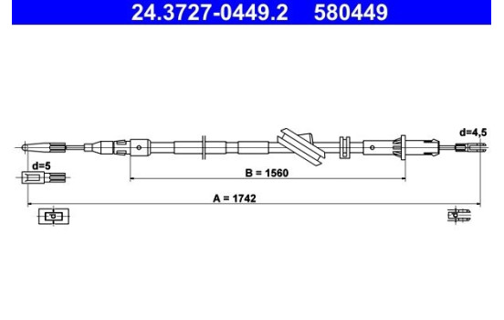 Cable, parking brake 24.3727-0449.2 ATE