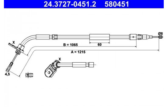 Cable, parking brake 24.3727-0451.2 ATE