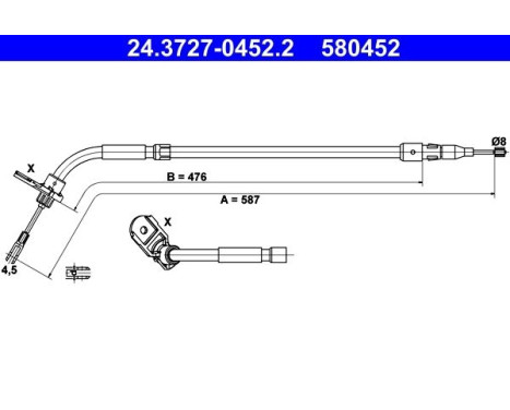 Cable, parking brake 24.3727-0452.2 ATE