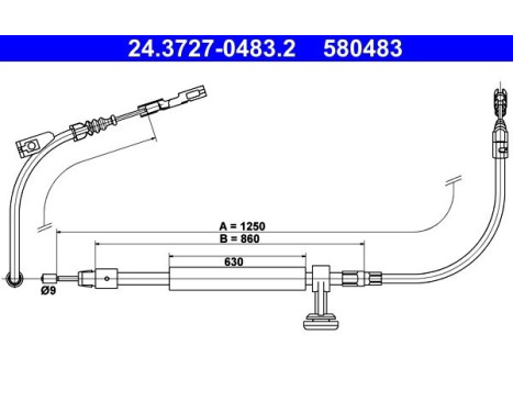 Cable, parking brake 24.3727-0483.2 ATE
