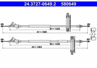 Cable, parking brake 24.3727-0649.2 ATE
