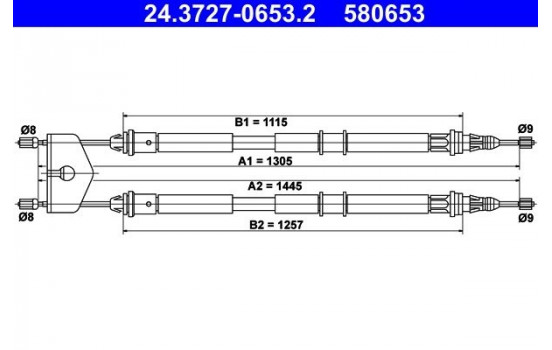 Cable, parking brake 24.3727-0653.2 ATE