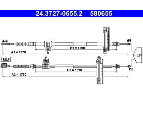 Cable, parking brake 24.3727-0655.2 ATE