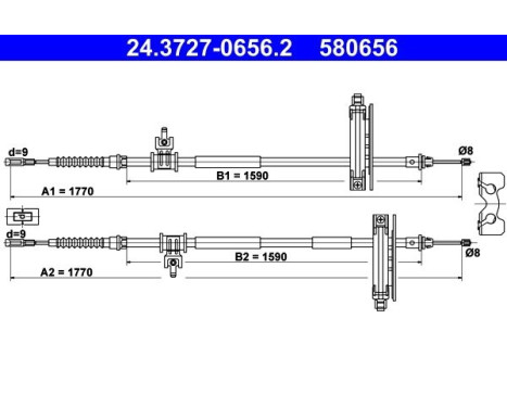 Cable, parking brake 24.3727-0656.2 ATE
