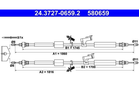 Cable, parking brake 24.3727-0659.2 ATE